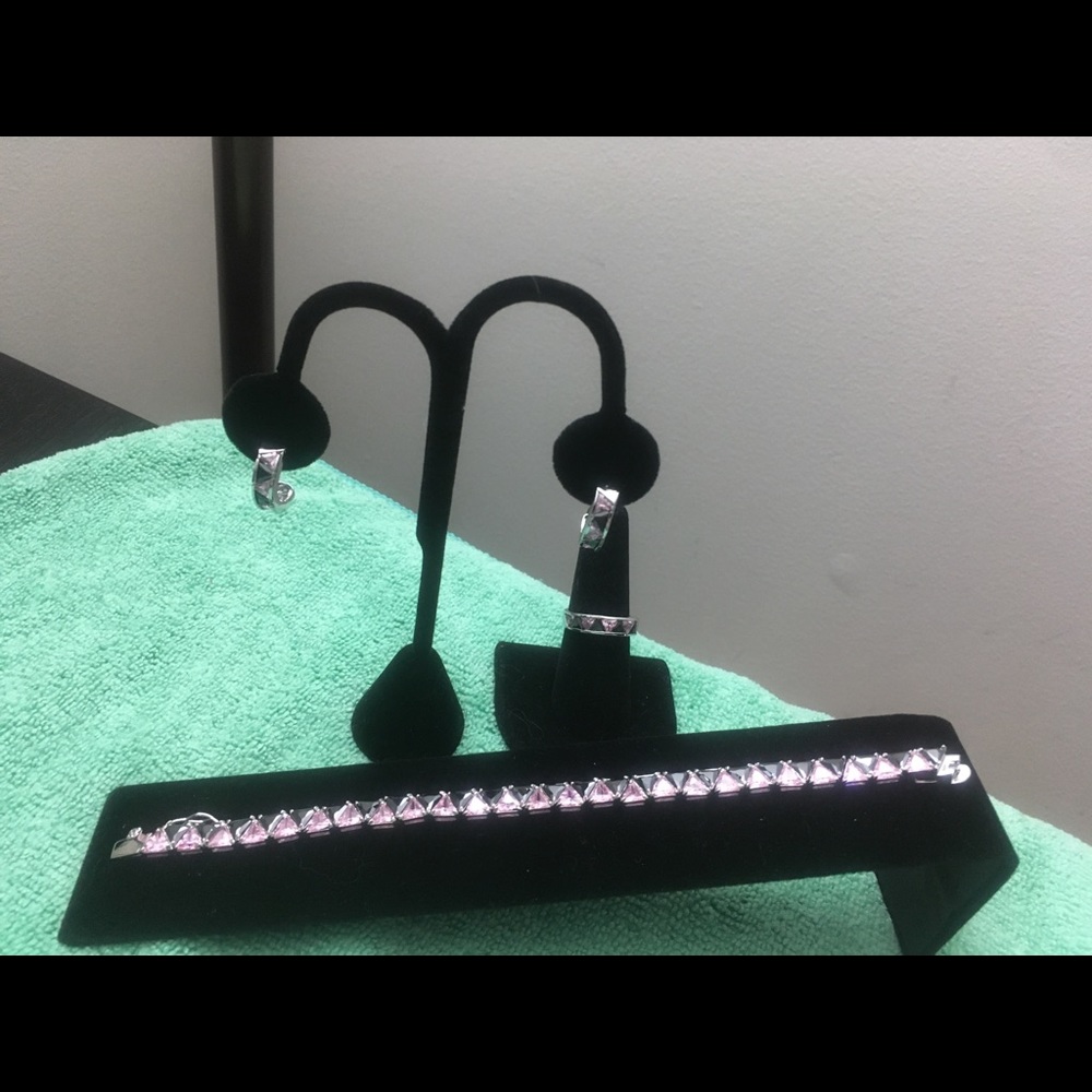 Suzanne Somers Pink & Black Earring Ring Bracelet - Picture 3 of 16